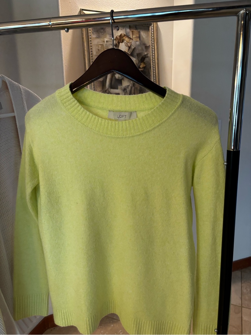 LOFT Bright Lime Crewneck Sweater